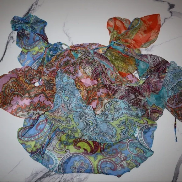 Zara Ruffled Paisley Patchwork Blouse - Picture 4 of 7